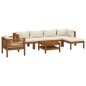 vidaXL Muebles de jardín 7 pzas cojines crema madera maciza de acacia 