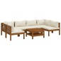 vidaXL Muebles de jardín 7 pzas cojines crema madera maciza de acacia 
