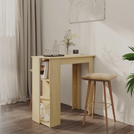 vidaXL Mesa bar con estante contrachapada roble Sonoma 102x50x103,5 cm