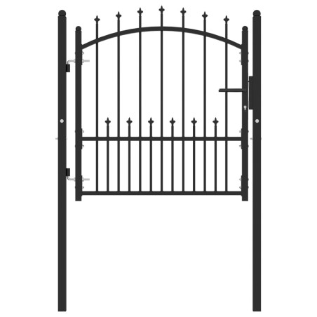 vidaXL Puerta de valla con picos acero negro 100x100 cm