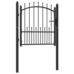 vidaXL Puerta de valla con picos acero negro 100x100 cm