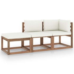 vidaXL Set de jardín palets 3 pzas con cojines madera pino impregnada