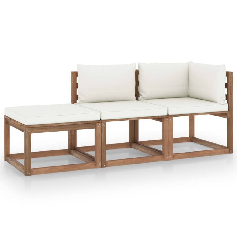 vidaXL Set de jardín palets 3 pzas con cojines madera pino impregnada vidaXL Set de jardín palets 3 pzas con cojines madera pino impregnada