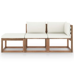 vidaXL Set de jardín palets 3 pzas con cojines madera pino impregnada