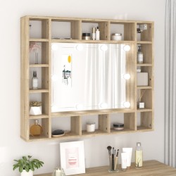 vidaXL Mueble con espejo y LED color roble Sonoma 91x15x76,5 cm