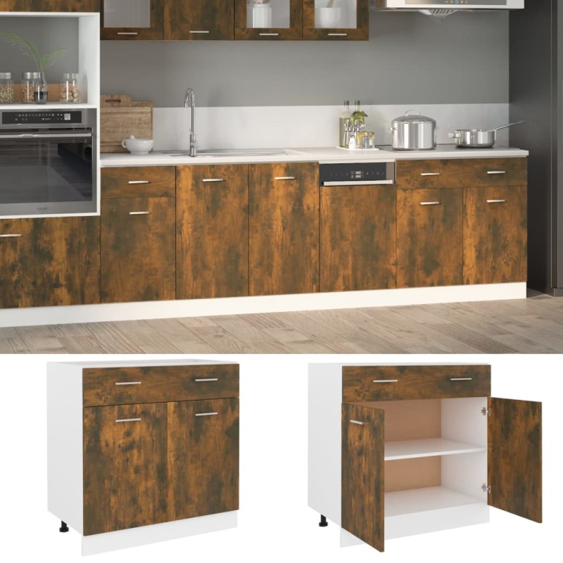 vidaXL Armario inferior contrachapado roble ahumado 80x46x81,5cm