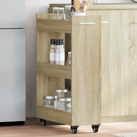 vidaXL Armario con ruedas madera ingeniería roble Sonoma 60x22x79 cm