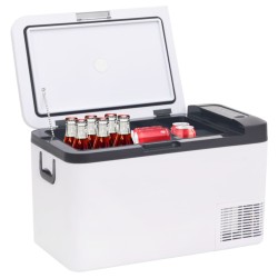vidaXL Nevera con asa y adaptador PP y PE negro y blanco 18 L
