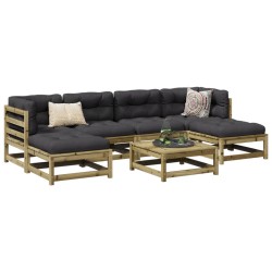 vidaXL Set de sofás jardín 7 pzas con cojines madera pino impregnada