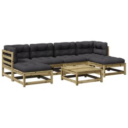 vidaXL Set de sofás jardín 7 pzas con cojines madera pino impregnada