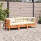 vidaXL Set de sofás jardín 3 pzas con cojines madera pino marrón cera vidaXL Set de sofás jardín 3 pzas con cojines madera pino marrón cera