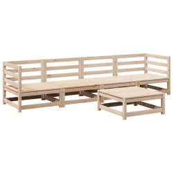 vidaXL Juego de sofás de jardín 5 piezas madera maciza de pino