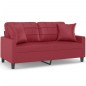vidaXL Sofá de 2 plazas con cojines cuero sintético rojo tinto 140 cm vidaXL Sofá de 2 plazas con cojines cuero sintético rojo tinto 140 cm