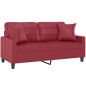 vidaXL Sofá de 2 plazas con cojines cuero sintético rojo tinto 140 cm vidaXL Sofá de 2 plazas con cojines cuero sintético rojo tinto 140 cm