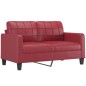 vidaXL Sofá de 2 plazas con cojines cuero sintético rojo tinto 140 cm vidaXL Sofá de 2 plazas con cojines cuero sintético rojo tinto 140 cm