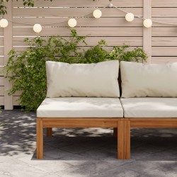 vidaXL Sofá intermedio seccional cojín blanco crema madera de acacia