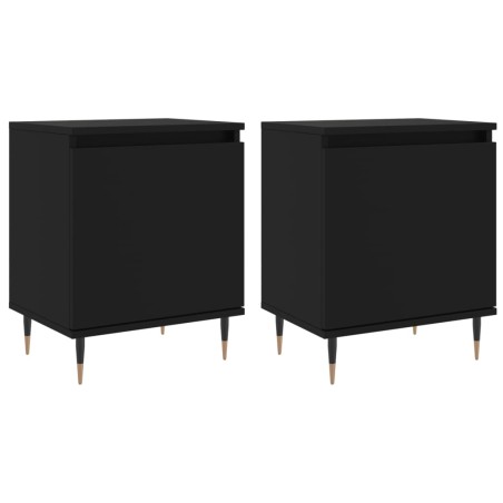 vidaXL Mesitas de noche 2 uds madera de ingeniería negro 40x30x50 cm