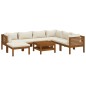 vidaXL Muebles de jardín 8 pzas cojines crema madera maciza de acacia vidaXL Muebles de jardín 8 pzas cojines crema madera maciza de acacia