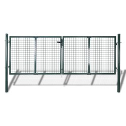 vidaXL Puerta de valla de acero verde 306x150 cm