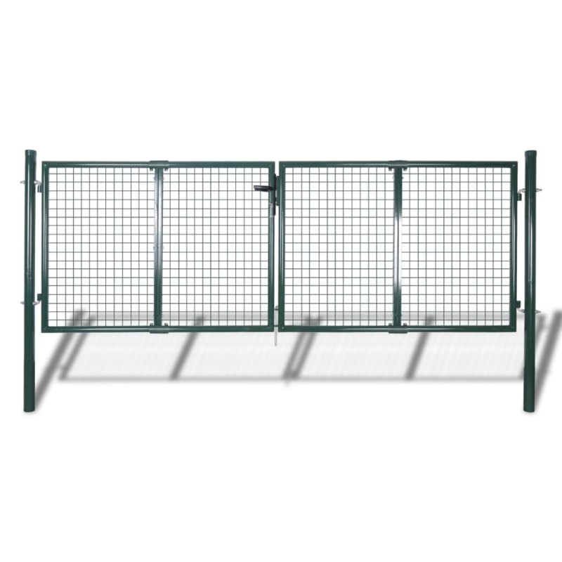 vidaXL Puerta de valla de acero verde 306x150 cm vidaXL Puerta de valla de acero verde 306x150 cm