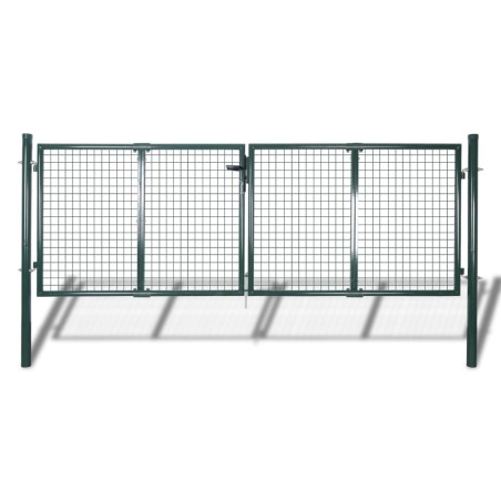 vidaXL Puerta de valla de acero verde 306x150 cm