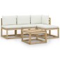 vidaXL Set de muebles de jardín 5 piezas bambú y cojines blanco crema vidaXL Set de muebles de jardín 5 piezas bambú y cojines blanco crema