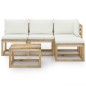 vidaXL Set de muebles de jardín 5 piezas bambú y cojines blanco crema vidaXL Set de muebles de jardín 5 piezas bambú y cojines blanco crema