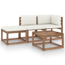 vidaXL Set de jardín palets 4 pzas con cojines madera pino impregnada