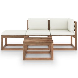 vidaXL Set de jardín palets 4 pzas con cojines madera pino impregnada
