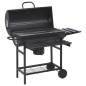 vidaXL Parrilla de barril ruedas y estantes acero negro 115x85x95 cm vidaXL Parrilla de barril ruedas y estantes acero negro 115x85x95 cm