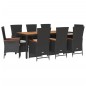 vidaXL Set de comedor de jardín 9 pzas y cojines ratán sintético negro vidaXL Set de comedor de jardín 9 pzas y cojines ratán sintético negro