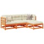 vidaXL Set de sofás jardín 4 pzas con cojines madera pino marrón cera vidaXL Set de sofás jardín 4 pzas con cojines madera pino marrón cera