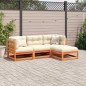 vidaXL Set de sofás jardín 4 pzas con cojines madera pino marrón cera vidaXL Set de sofás jardín 4 pzas con cojines madera pino marrón cera