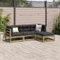 vidaXL Juego de sofás jardín 4 pzas con cojines madera pino impregnada vidaXL Juego de sofás jardín 4 pzas con cojines madera pino impregnada