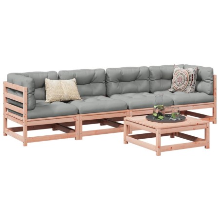 vidaXL Set de sofás jardín 5 pzas con cojines madera abeto Douglas