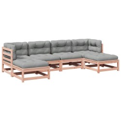 vidaXL Set de sofás jardín 6 pzas con cojines madera abeto Douglas