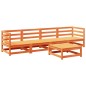 vidaXL Juego de sofás de jardín 5 pzas madera maciza pino marrón cera vidaXL Juego de sofás de jardín 5 pzas madera maciza pino marrón cera