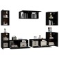 vidaXL Set de muebles para TV 7 piezas madera contrachapada negro vidaXL Set de muebles para TV 7 piezas madera contrachapada negro