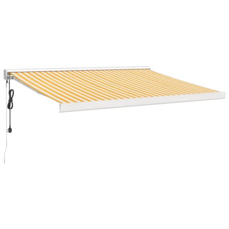 vidaXL Toldo retráctil aluminio y tela amarillo y blanco 3,5x2,5 m