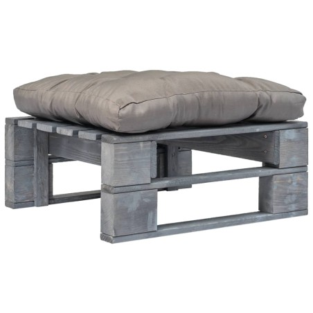 vidaXL Otomana de palés para jardín madera gris y cojín gris