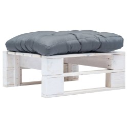vidaXL Otomana de palets de jardín con cojín gris madera blanca