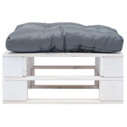 vidaXL Otomana de palets de jardín con cojín gris madera blanca