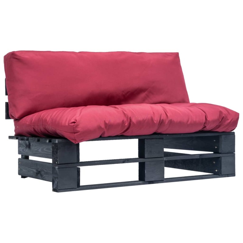 vidaXL Sofá de palets de jardín con cojines rojos madera de pino vidaXL Sofá de palets de jardín con cojines rojos madera de pino