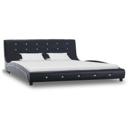 vidaXL Cama con colchón viscoelástico cuero sintético negro 160x200cm 