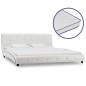 vidaXL Cama y colchón viscoelástico cuero sintético blanco 160x200 cm vidaXL Cama y colchón viscoelástico cuero sintético blanco 160x200 cm