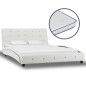 vidaXL Cama y colchón viscoelástico cuero sintético blanco 120x200 cm vidaXL Cama y colchón viscoelástico cuero sintético blanco 120x200 cm