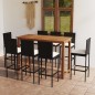 vidaXL Conjunto de bar para jardín 9 piezas con cojines negro vidaXL Conjunto de bar para jardín 9 piezas con cojines negro