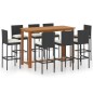 vidaXL Conjunto de bar para jardín 9 piezas con cojines negro vidaXL Conjunto de bar para jardín 9 piezas con cojines negro