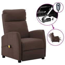 vidaXL Sillón de masaje eléctrico cuero sintético marrón