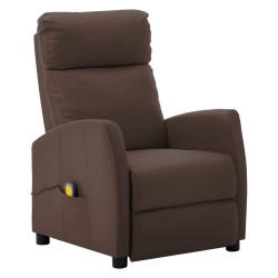 vidaXL Sillón de masaje eléctrico cuero sintético marrón